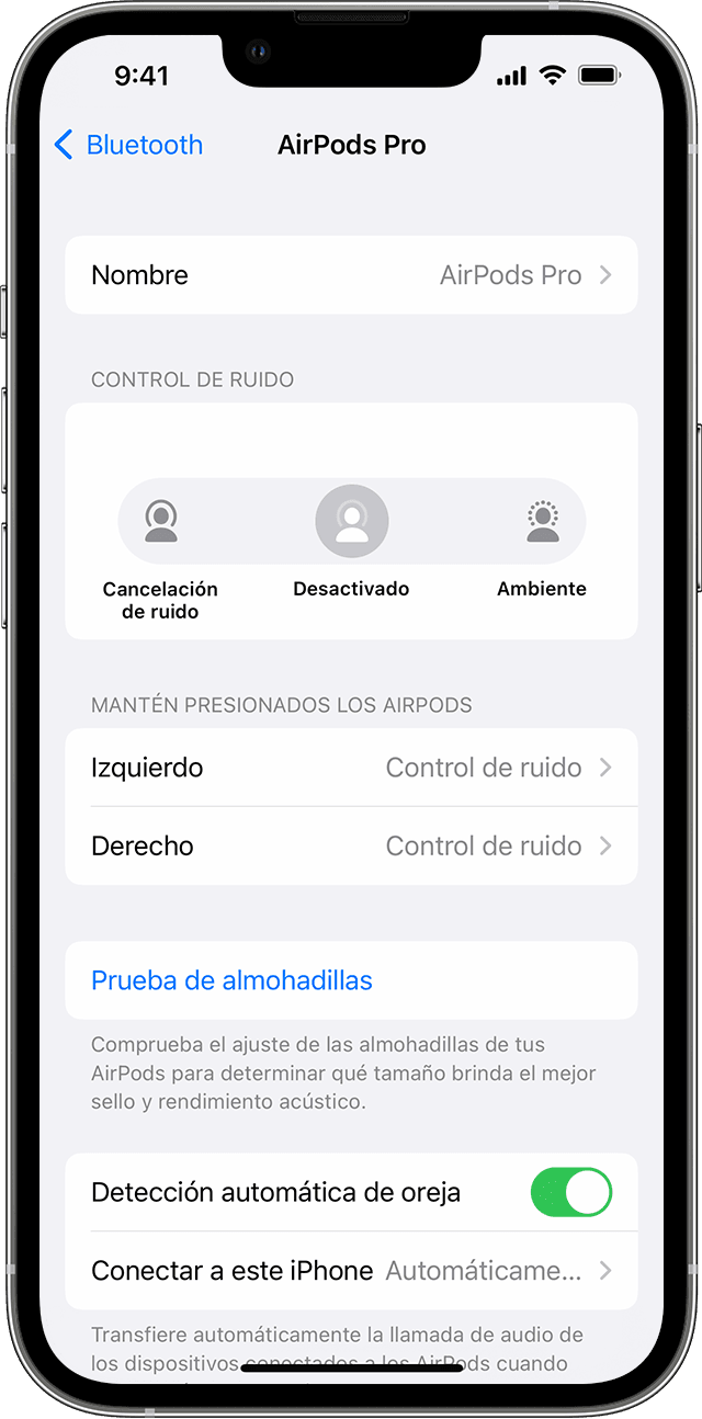 Configuración de AirPods en iPhone 