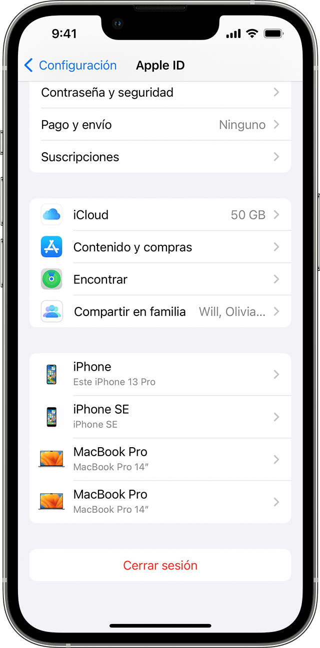 Buscar en qué dispositivos iniciaste sesión con tu Apple ID en el iPhone