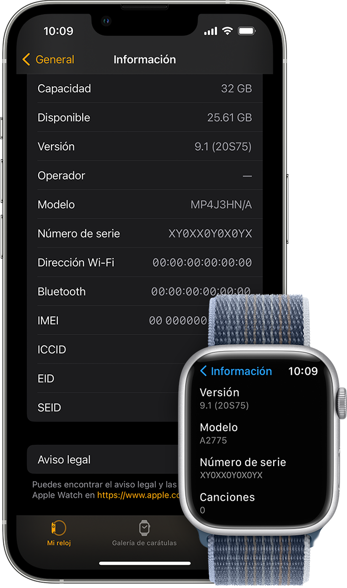 Pantalla de Información en iPhone y Apple Watch.