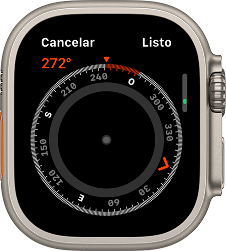 Apple Watch en el que se muestra el ajuste de rumbo