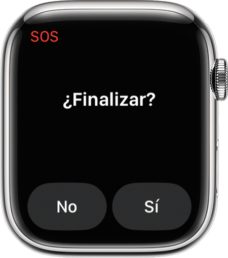 Opción para finalizar una llamada en el Apple Watch.