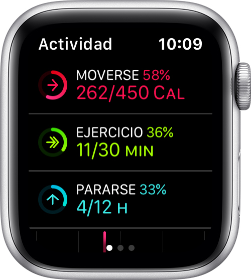 Una carátula de Apple Watch en la que se muestra el progreso del círculo de Actividad