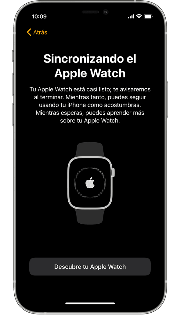 Un iPhone que muestra la pantalla de sincronización del Apple Watch