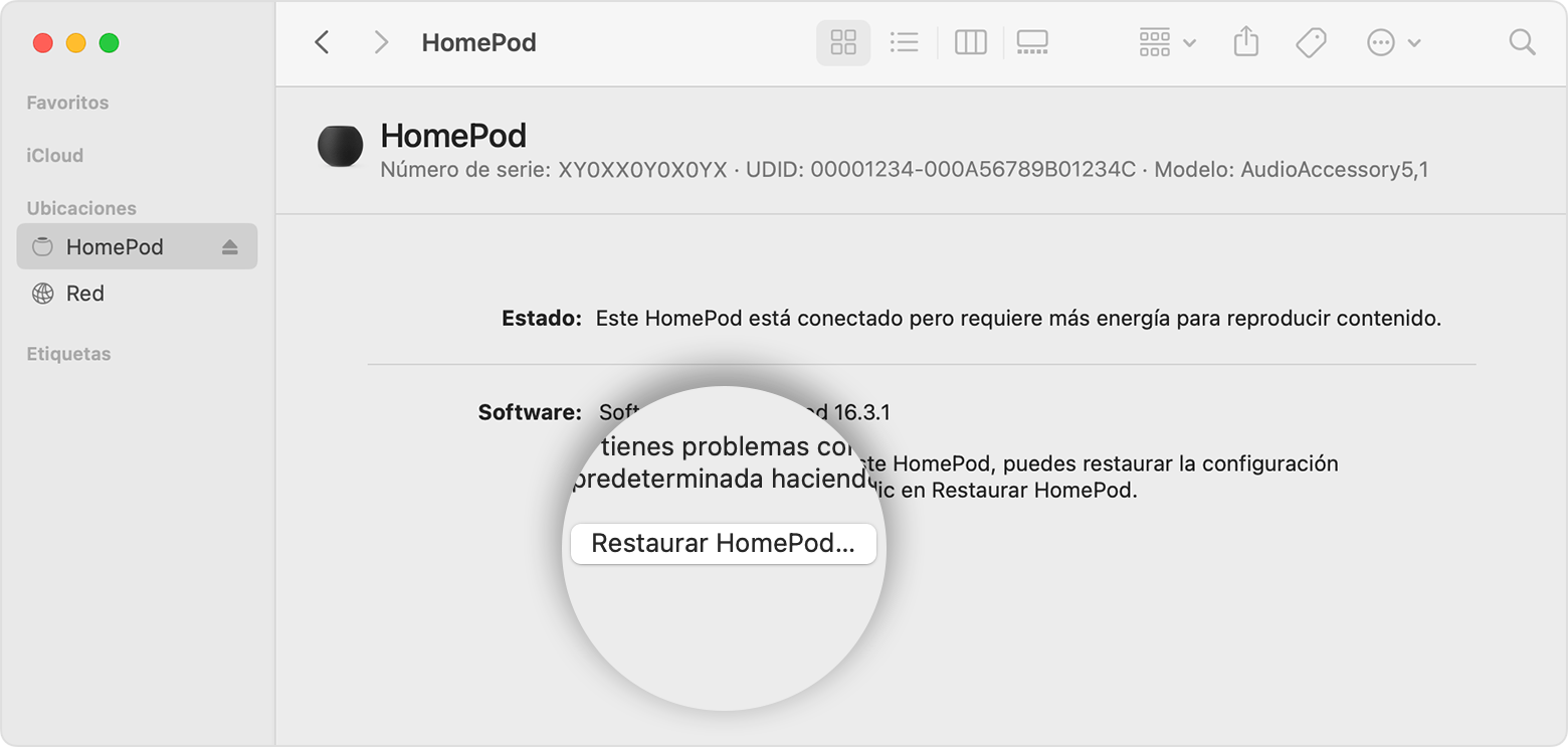 Restaurar la opción HomePod en la Mac