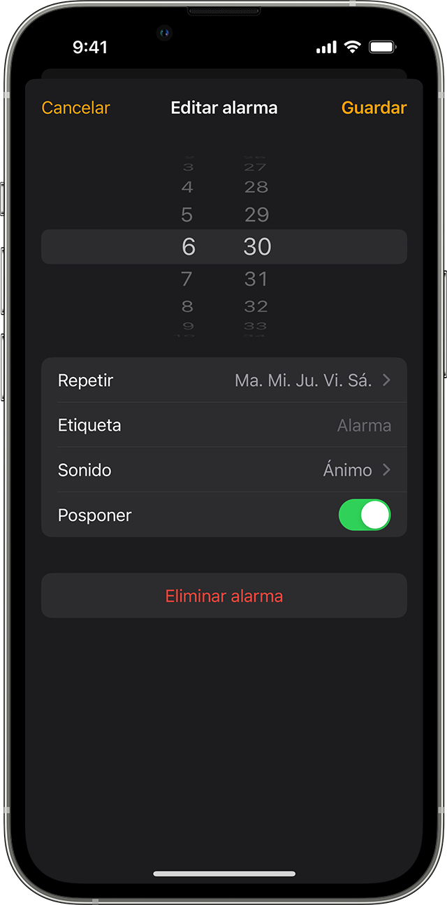 Editar una alarma en el iPhone