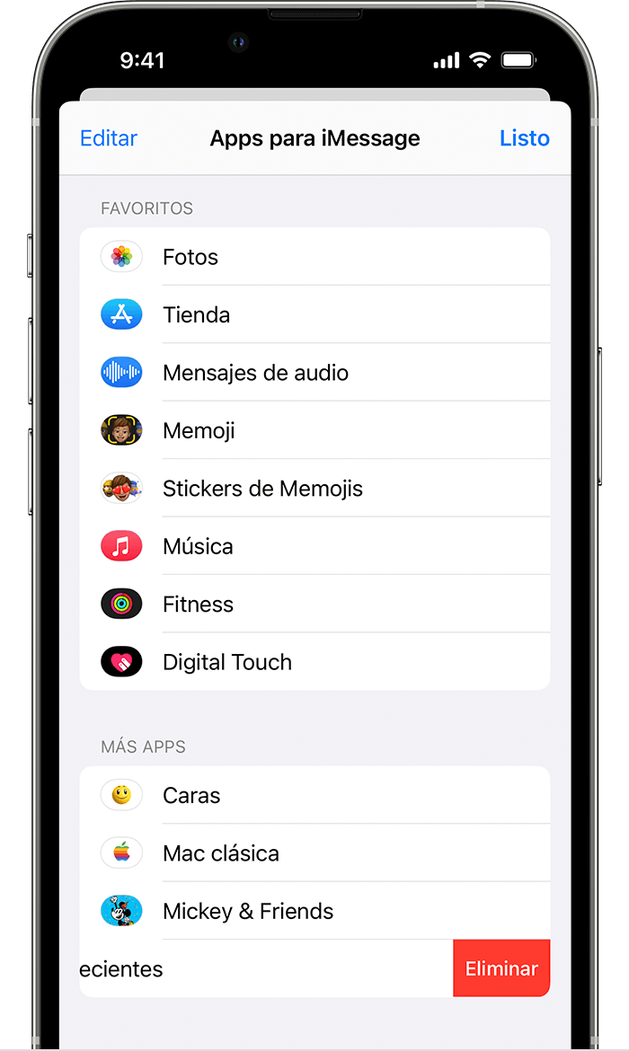 iPhone que muestra cómo eliminar apps de iMessage