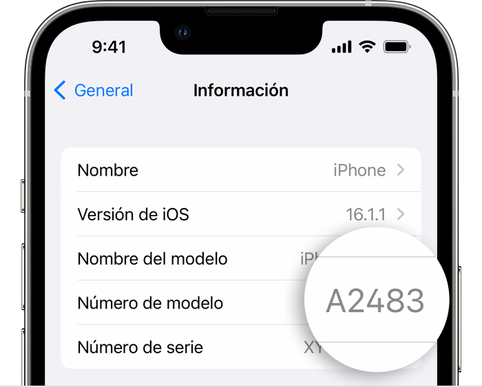 Encontrar el número de modelo de tu iPhone, iPad o iPod touch - Soporte  técnico de Apple (MX)