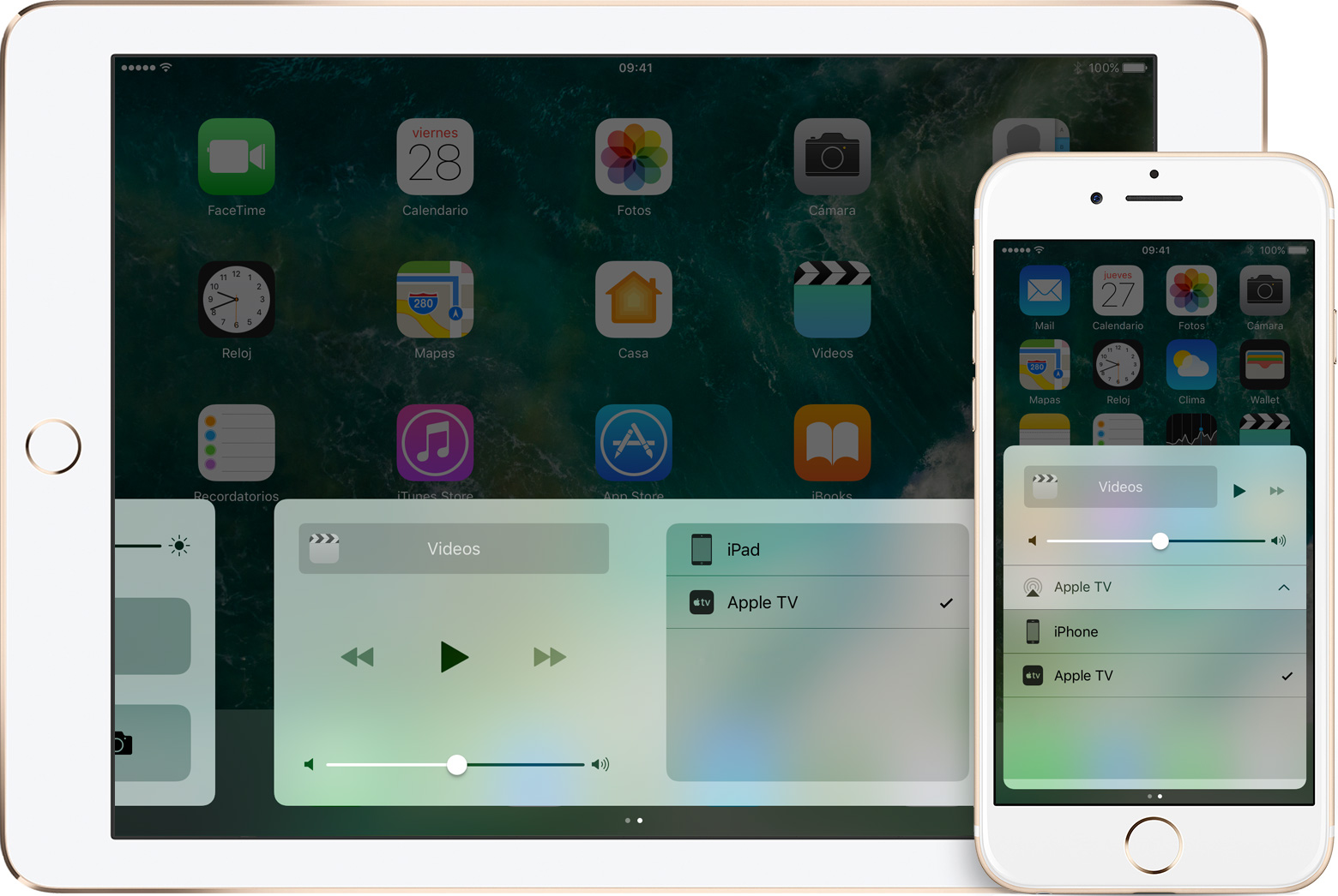 Lista de dispositivos AirPlay en el centro de control de iOS