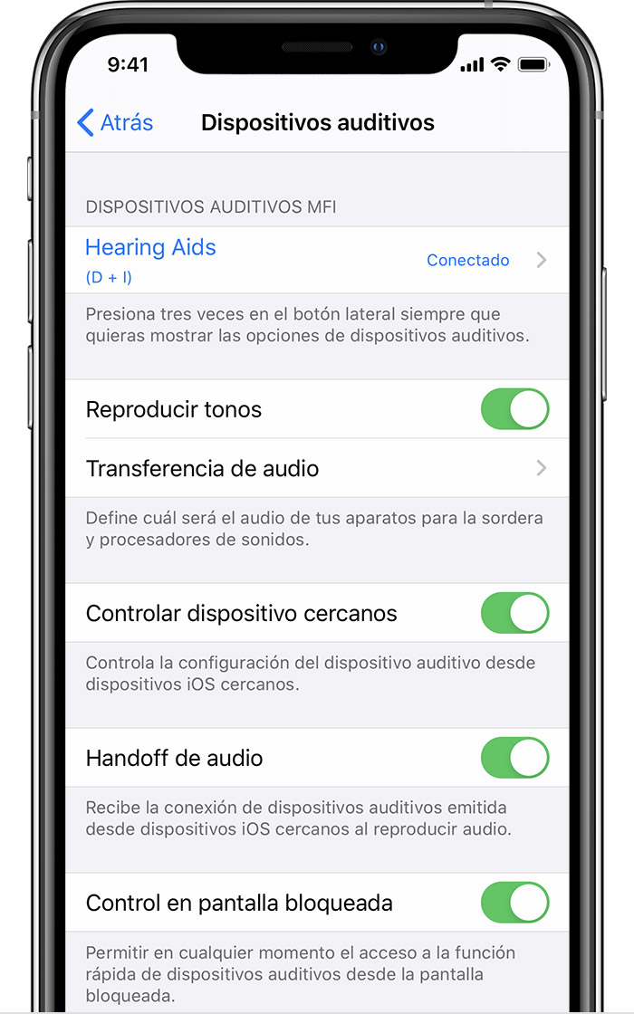 Usar los dispositivos auditivos Made for iPhone - Soporte técnico de Apple