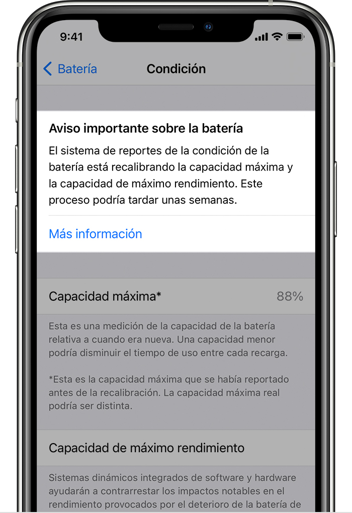 Acerca de la recalibración de los reportes de la condición de batería en iOS 14.5 - Soporte de Apple (US)