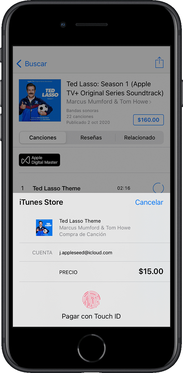 Pagar una canción en iTunes Store con Touch ID