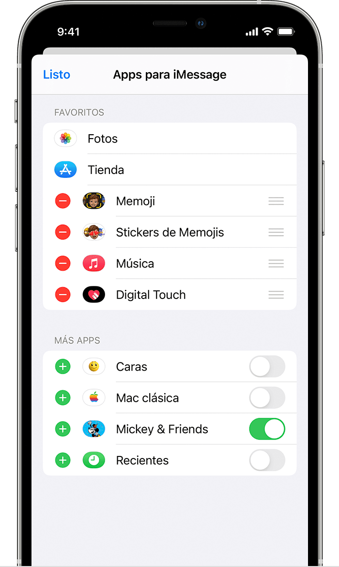 iPhone que muestra cómo eliminar o agregar apps de iMessage