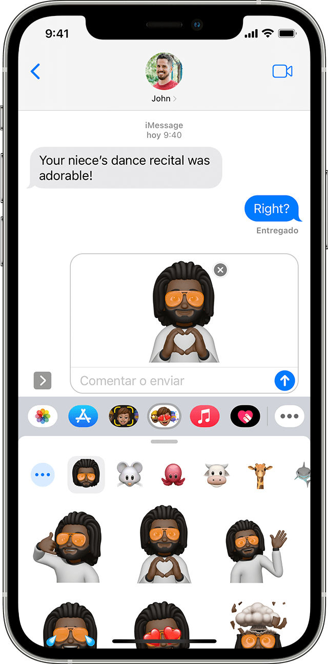 iPhone que muestra cómo crear un sticker de Memoji