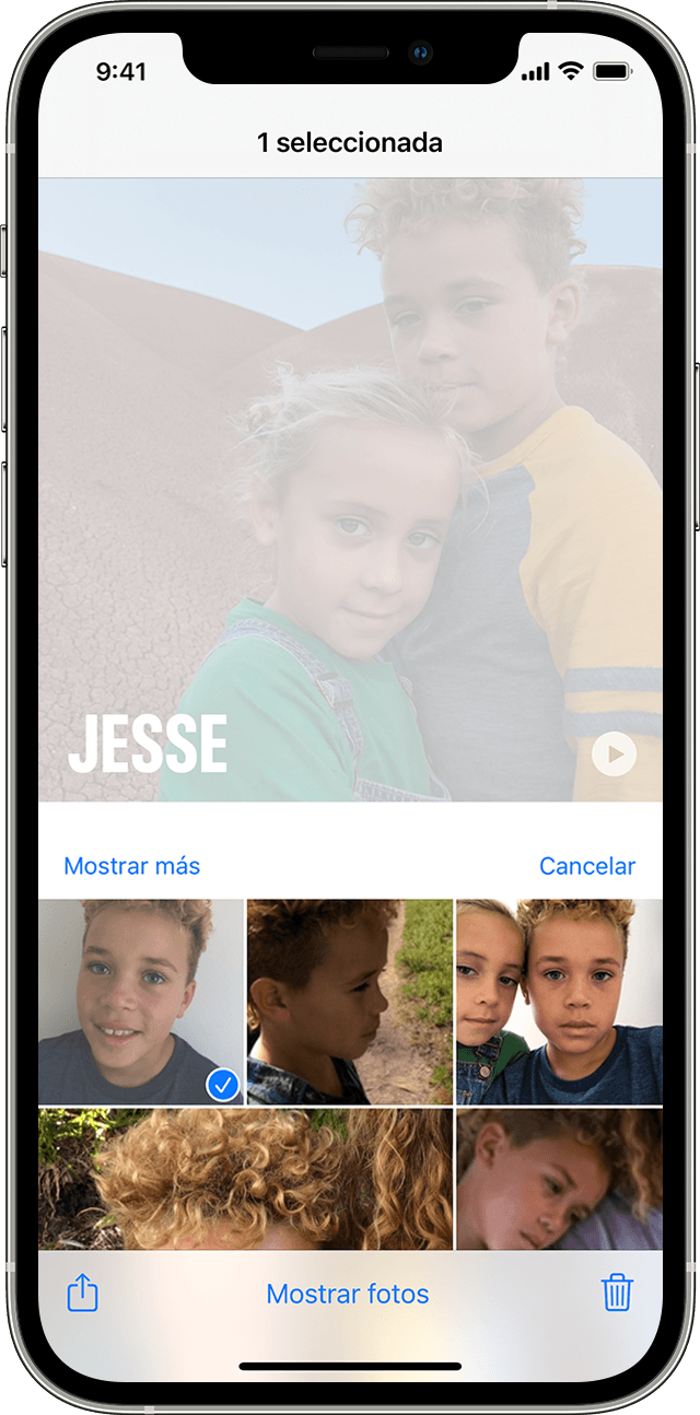 iPhone que muestra cómo cambiar la miniatura de una persona en Fotos