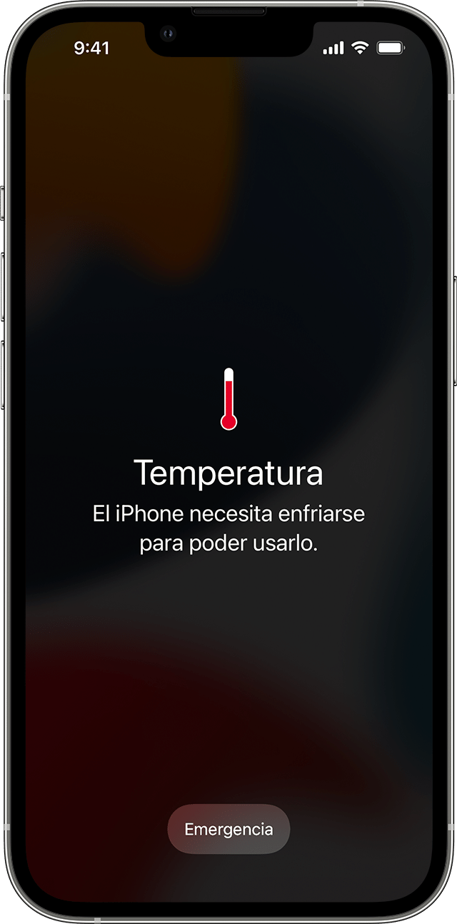La imagen muestra una advertencia de temperatura.