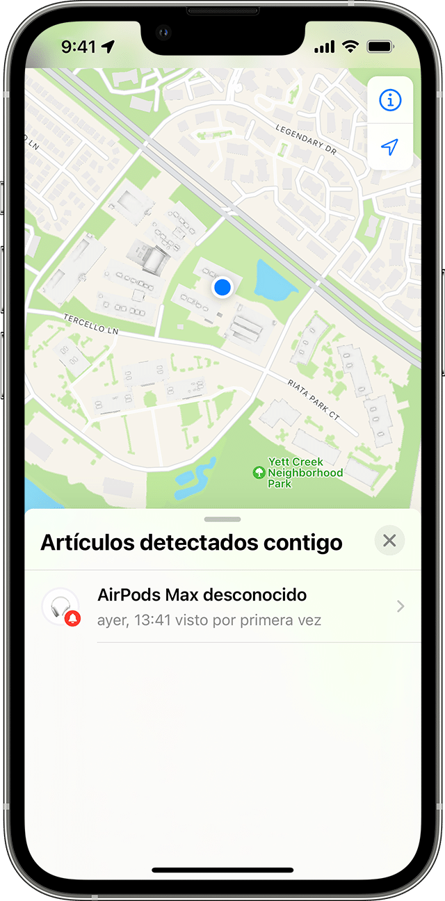 AirTag desconocido en el mapa de la app Encontrar