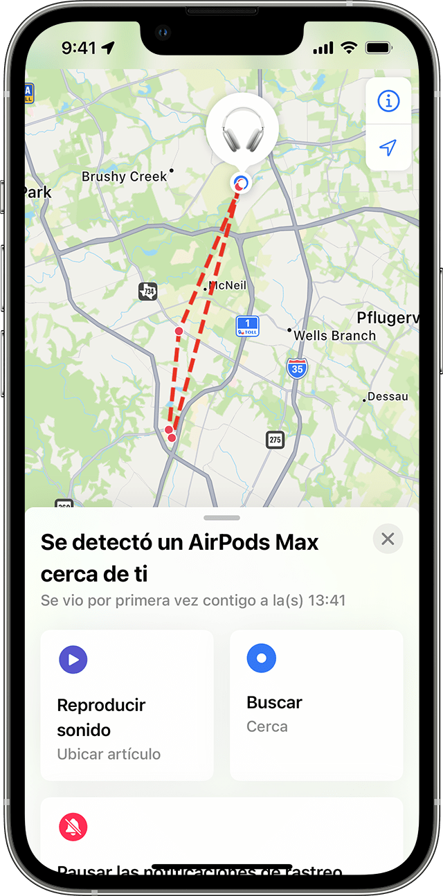 Artículo desconocido en el mapa de la app Encontrar en el iPhone