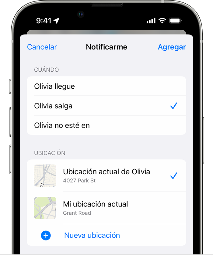 Crea una notificación basada en la ubicación para un amigo en el iPhone