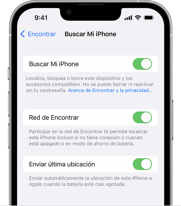 En el iPhone, activa la red de Encontrar para buscar el iPhone incluso cuando esté sin conexión