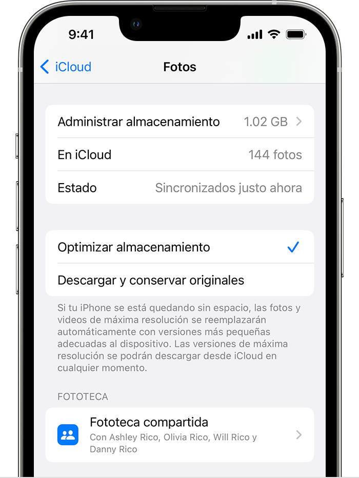 Administrar el almacenamiento de fotos y videos - Soporte técnico de Apple  (MX)