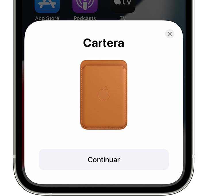 Captura de pantalla de iOS en la que se muestra la pantalla de configuración de la cartera.