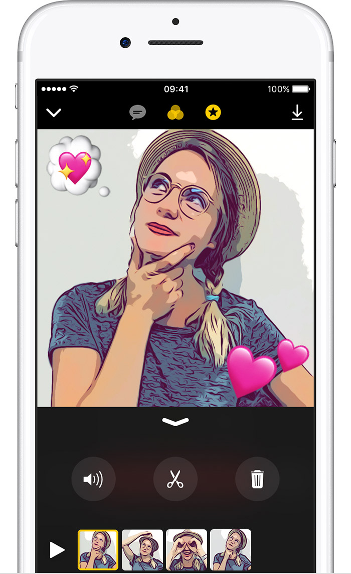 Agregar un emoji a un video en Clips en el iPhone, iPad y iPod touch