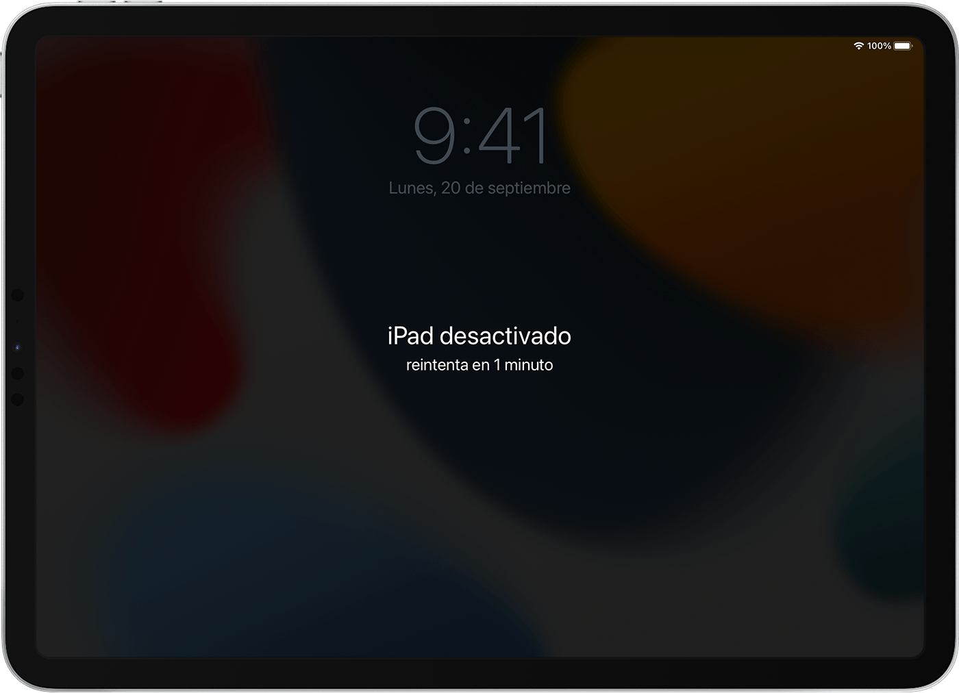 Pantalla de un iPad en la que se muestra que el iPad está desactivado