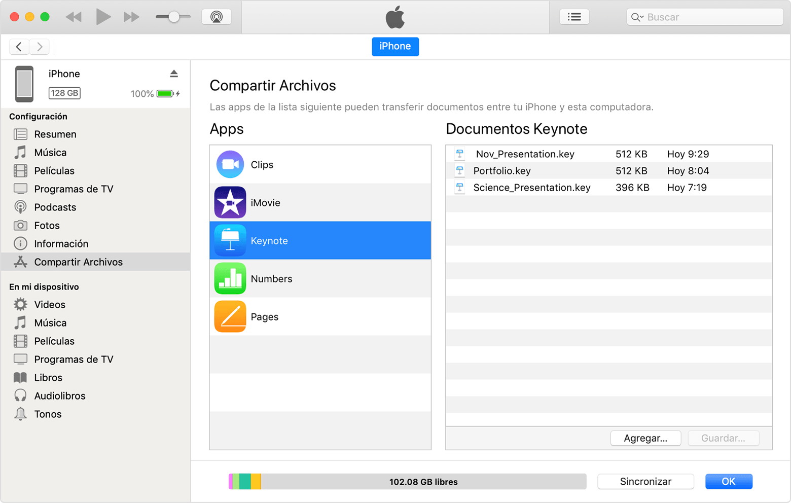 Use iTunes to share files between your computer and your iOS or iPadOS  device - Soporte técnico de Apple