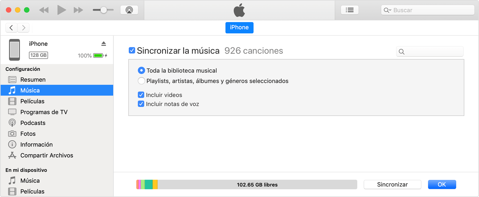Víctor dividir Abuelos visitantes Usar iTunes para sincronizar el iPhone, iPad o iPod con la computadora -  Soporte técnico de Apple