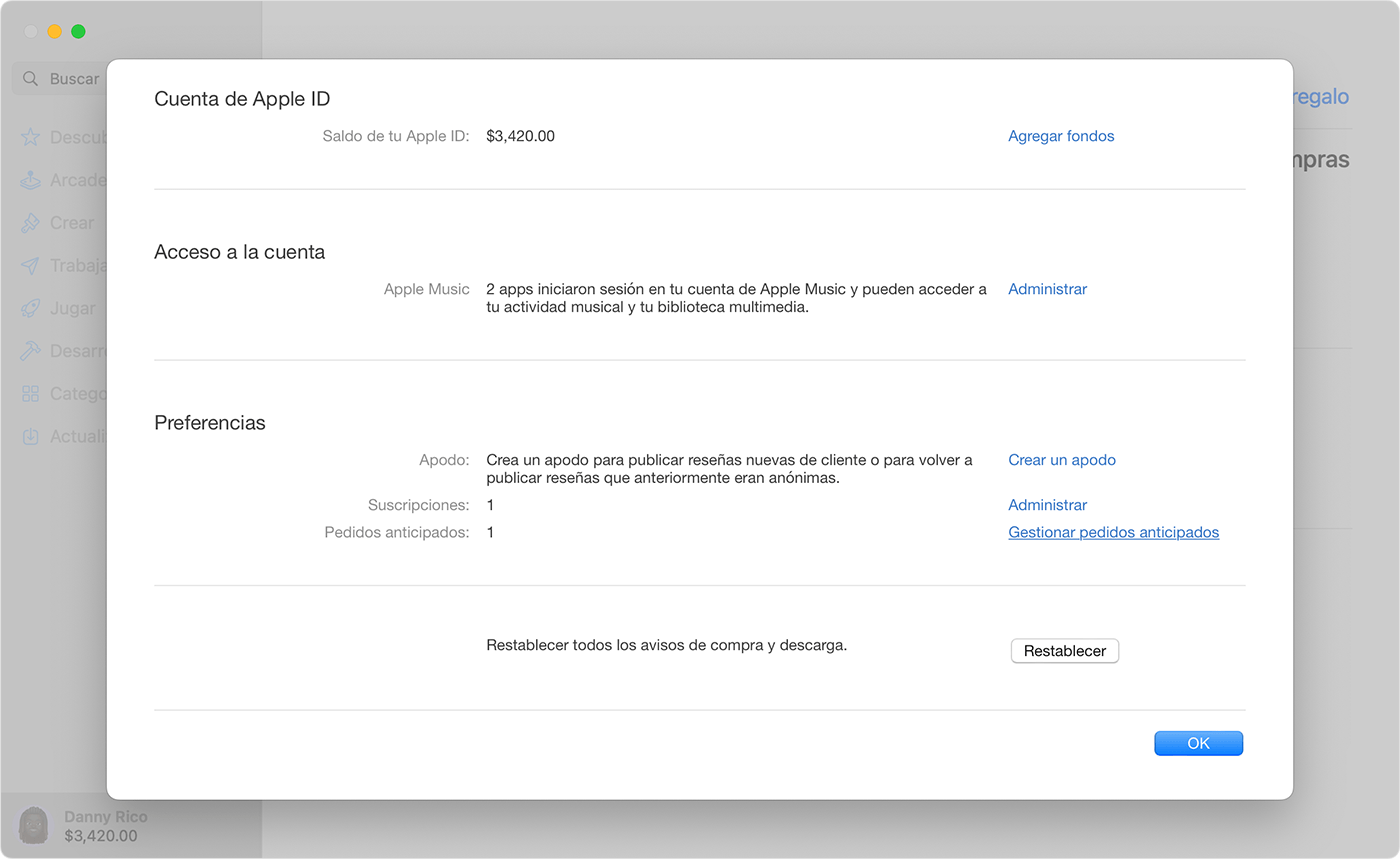 El botón de Administrar pedidos anticipados de App Store en la Mac.