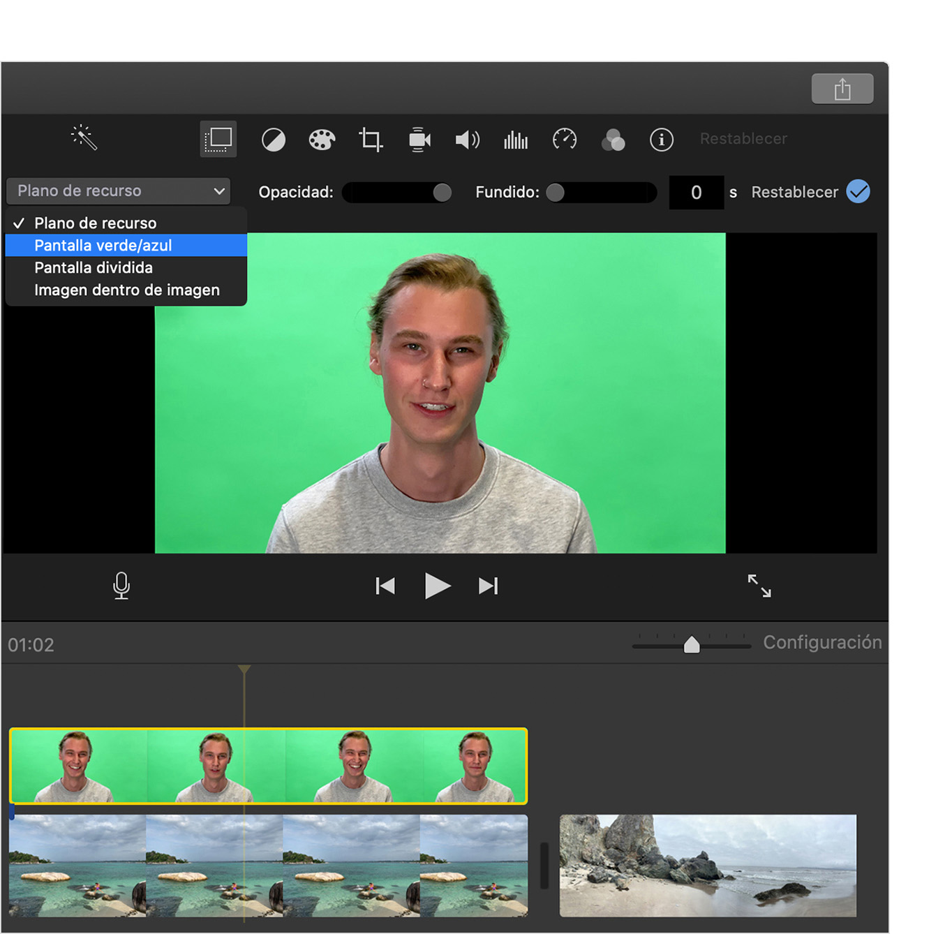 Cambiar el fondo de un video en iMovie - Soporte técnico de Apple