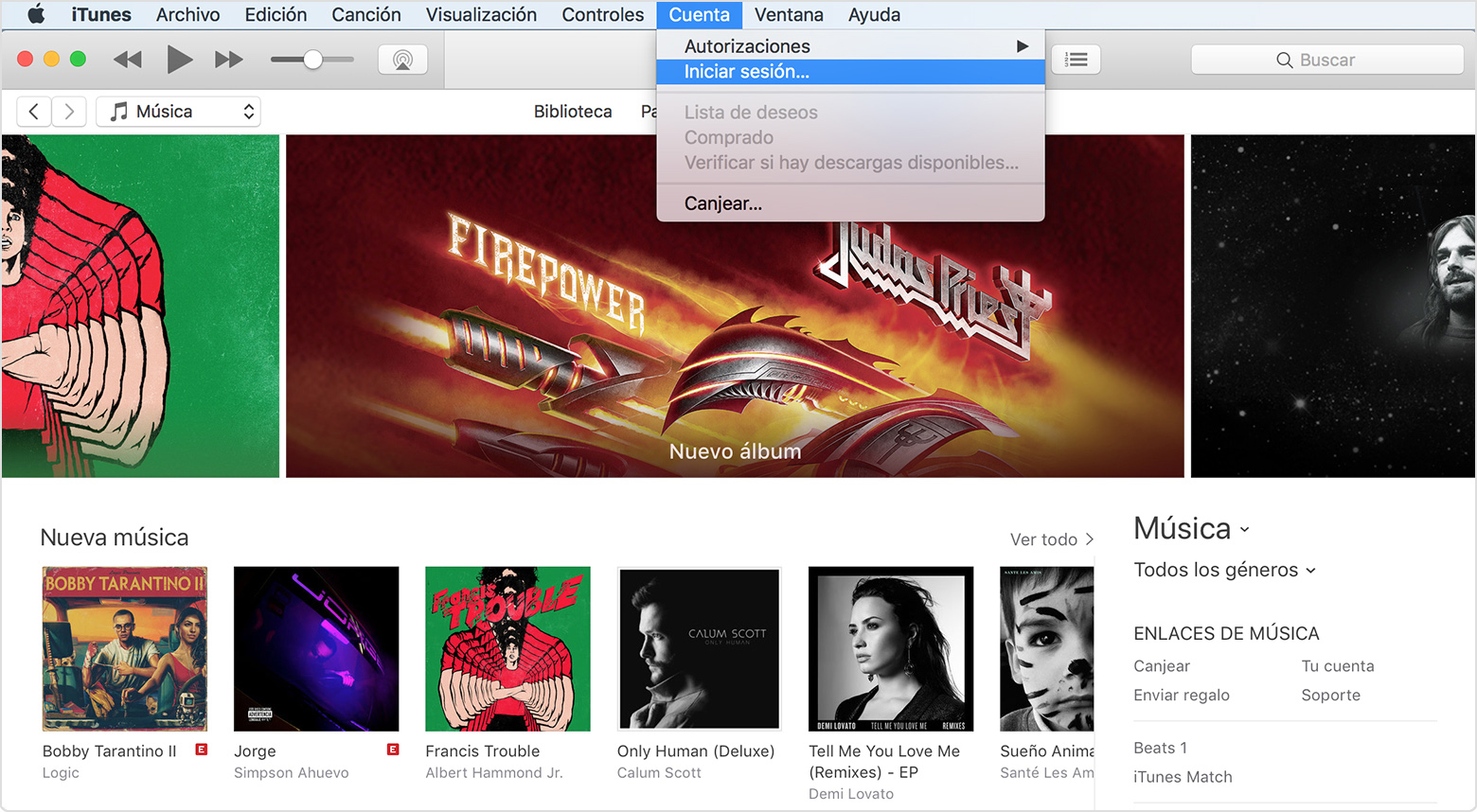Iniciar sesión en iTunes Store desde tu iPhone, iPad, iPod touch, Mac o