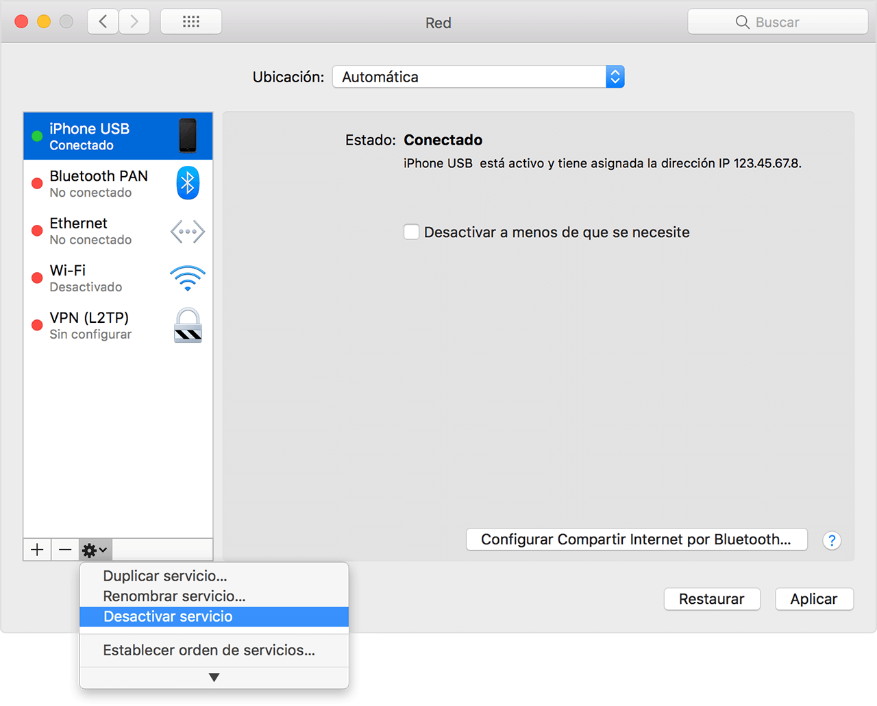 conectar iphone a internet por mac