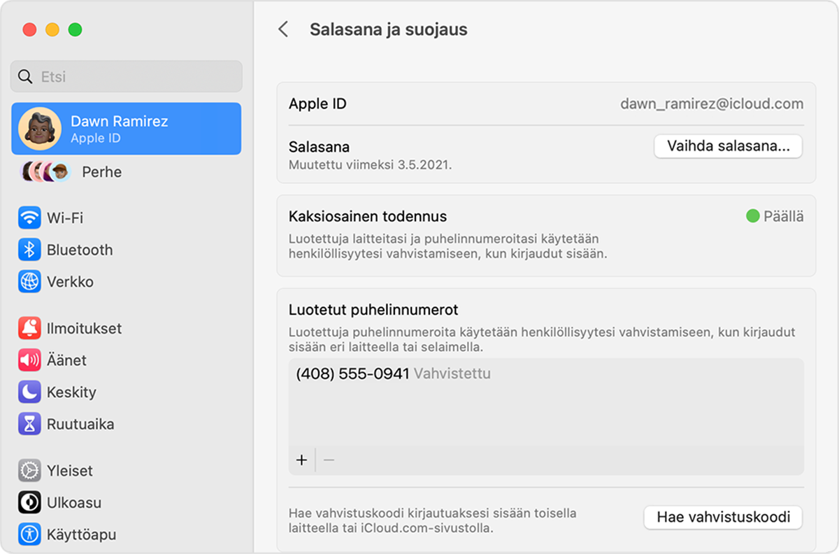 Apple ID:n salasanan vaihtaminen Macissa