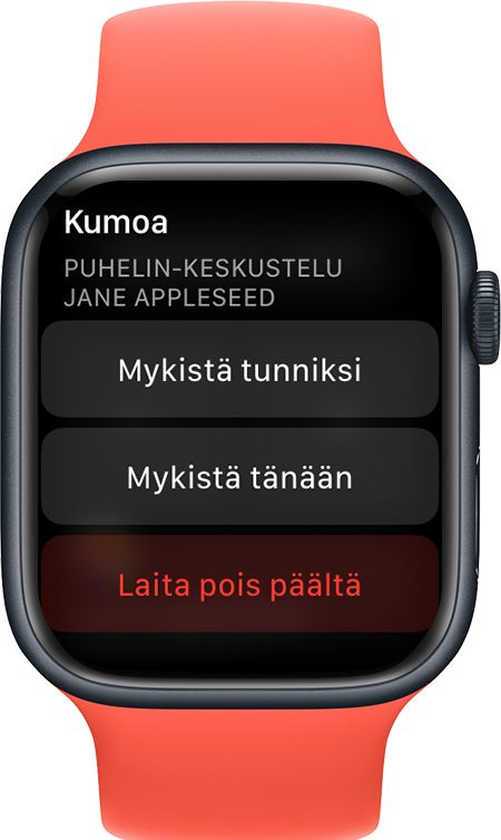 Apple Watch, jossa näkyy ilmoitusten mykistysnäyttö