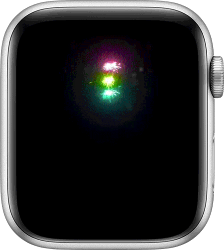 Animoitu GIF-kuva Apple Watchin kellotaulusta, jossa näkyy ”Saavutit kaikki 3 tavoitetta!” ilmoitus