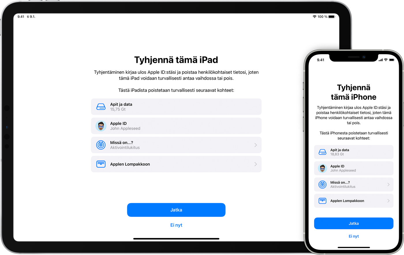 Mitä sinun tulee tehdä ennen kuin myyt, annat pois tai vaihdat iPhonesi tai  iPadisi - Apple-tuki (FI)