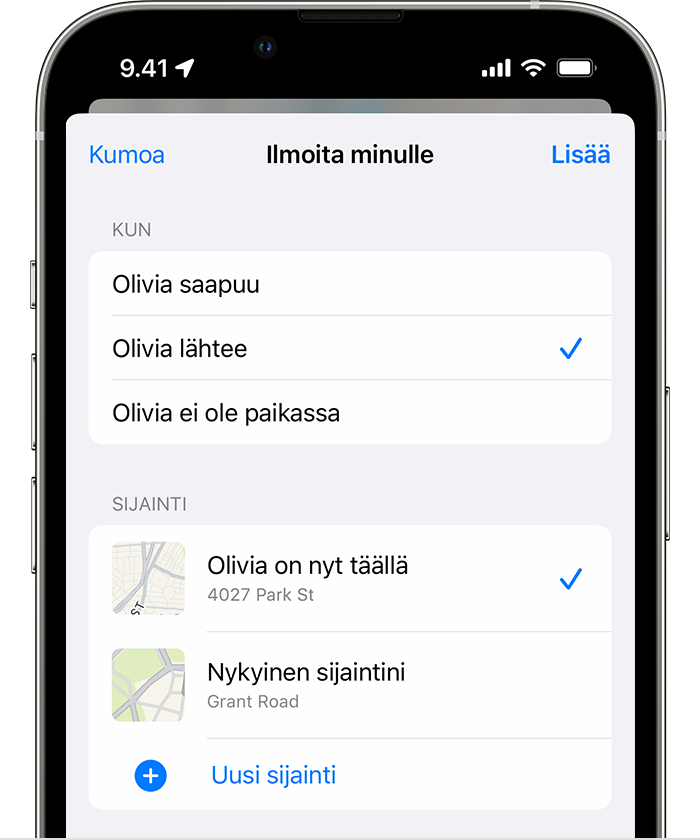 Luo ystävällesi sijaintipohjainen ilmoitus iPhonessa