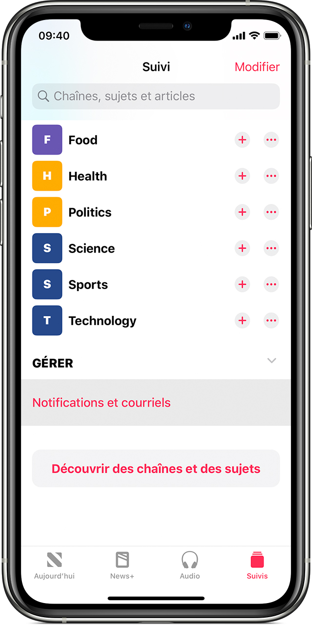 Activation et désactivation des notifications et des courriels dans