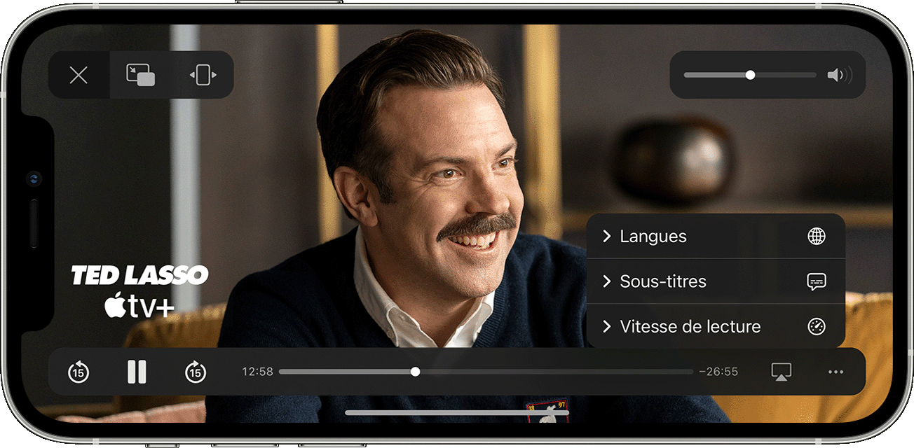 Option Sous-titres ou Langues dans l'app Apple TV sur iPhone, iPad ou iPod touch