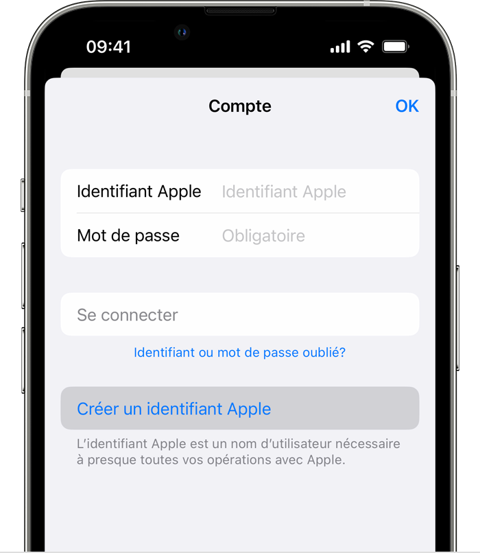 Créer un identifiant Apple dans l’App Store sur iPhone