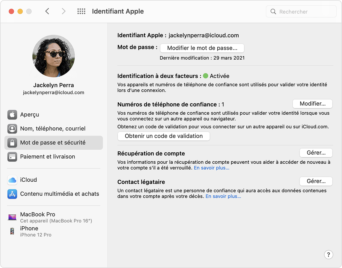 Obtention d’un code de validation et connexion à l’aide de l
