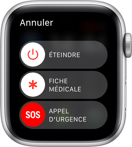Curseur Urgence SOS sur Apple Watch.