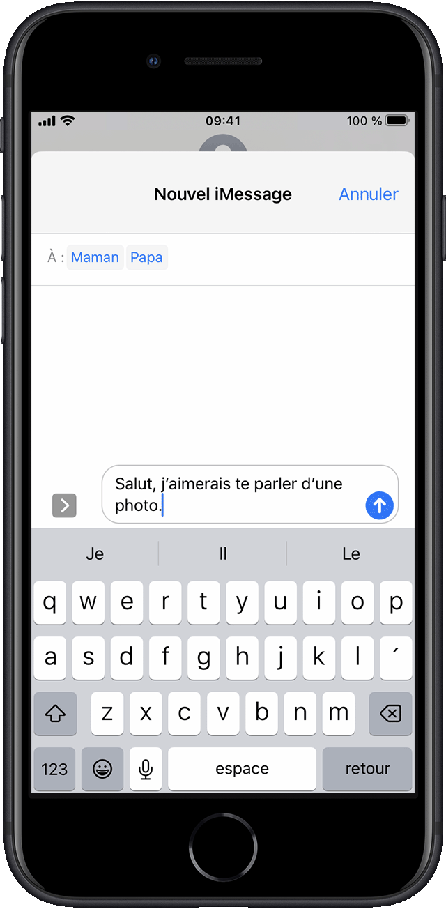 Messages peut inviter un enfant à avoir une conversation avec ses parents si l’enfant a reçu une photo inappropriée.