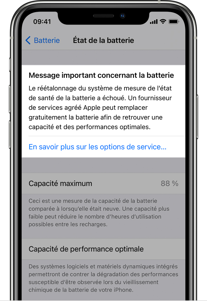 À propos du réétalonnage de l'évaluation de l'état de santé de la batterie  sous iOS 14.5 – Assistance Apple (CA)