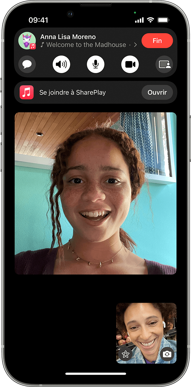 iPhone affichant l’option Se joindre à SharePlay lors d’un appel FaceTime