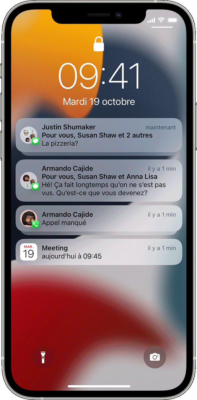 iPhone affichant comment ouvrir les notifications à partir de l’écran de verrouillage