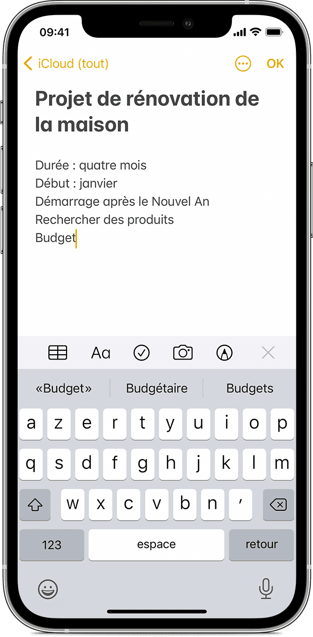 iPhone montrant comment créer une note dans l’app Notes