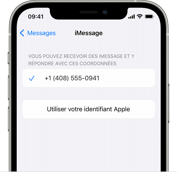 iPhone montrant comment sélectionner des réglages iMessage