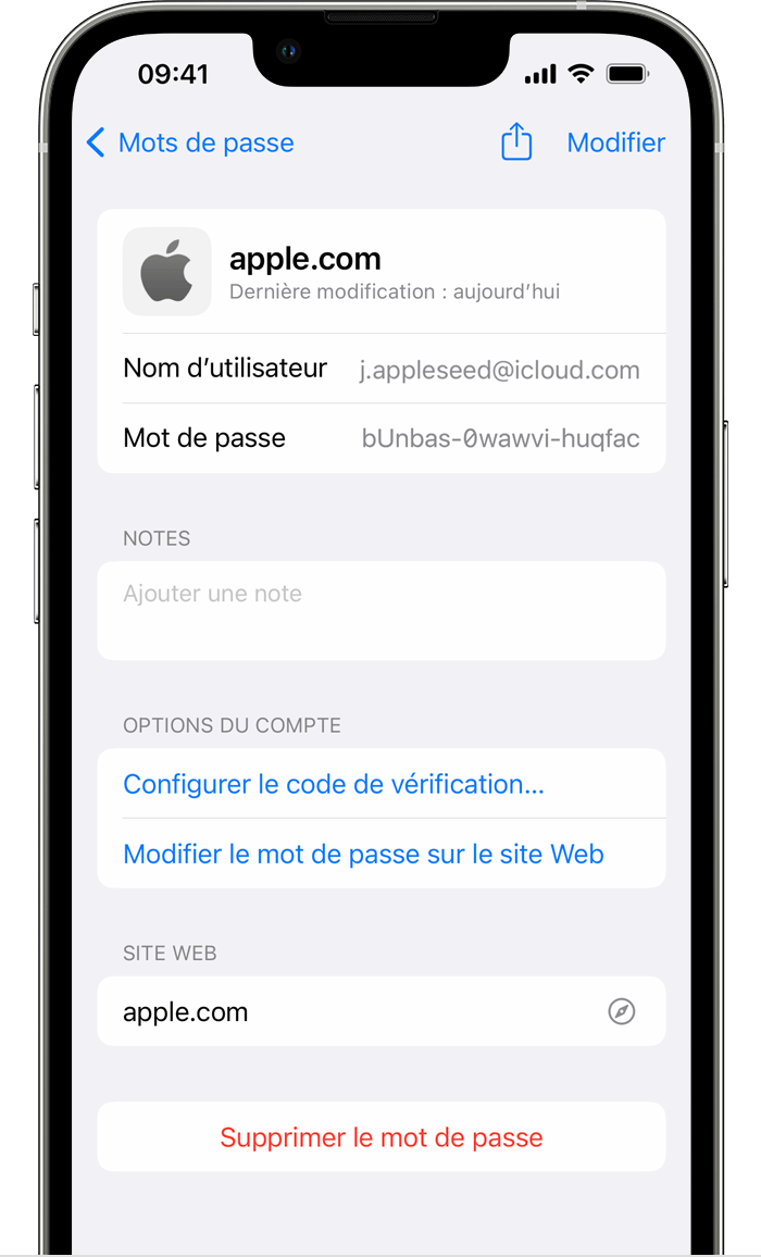 Comment trouver les clés d'identification et les mots de passe enregistrés  sur votre iPhone – Assistance Apple (CA)